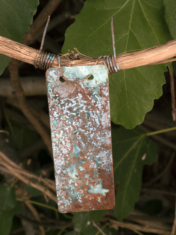 Sarah Bennett-Bane: patinated copper tag (2020)